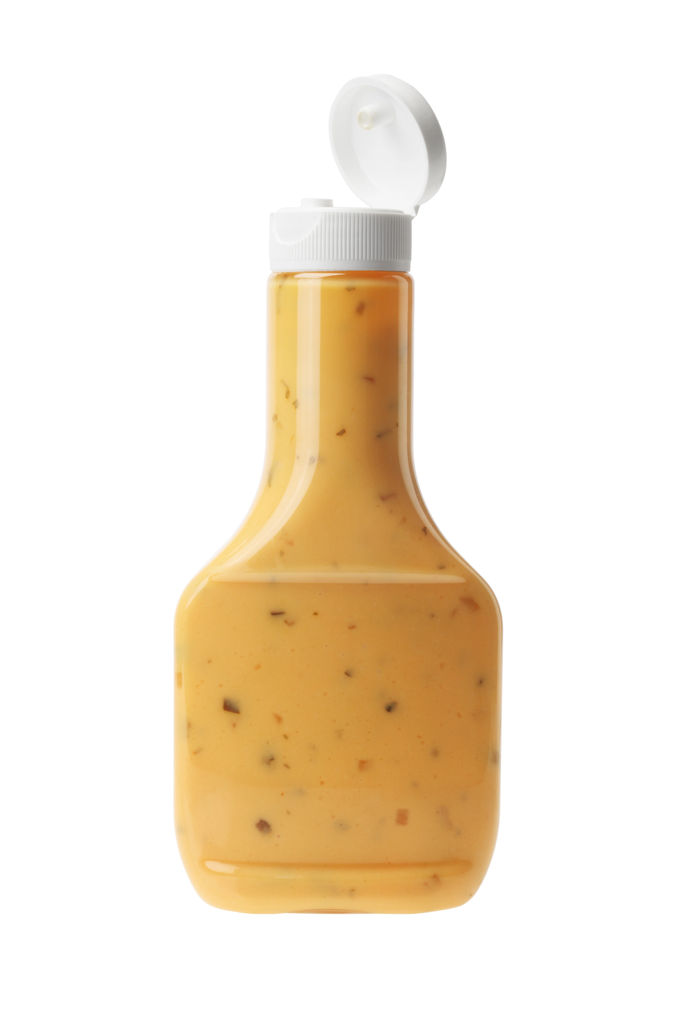 Bottle of Thousand Island salad dressing with white cap