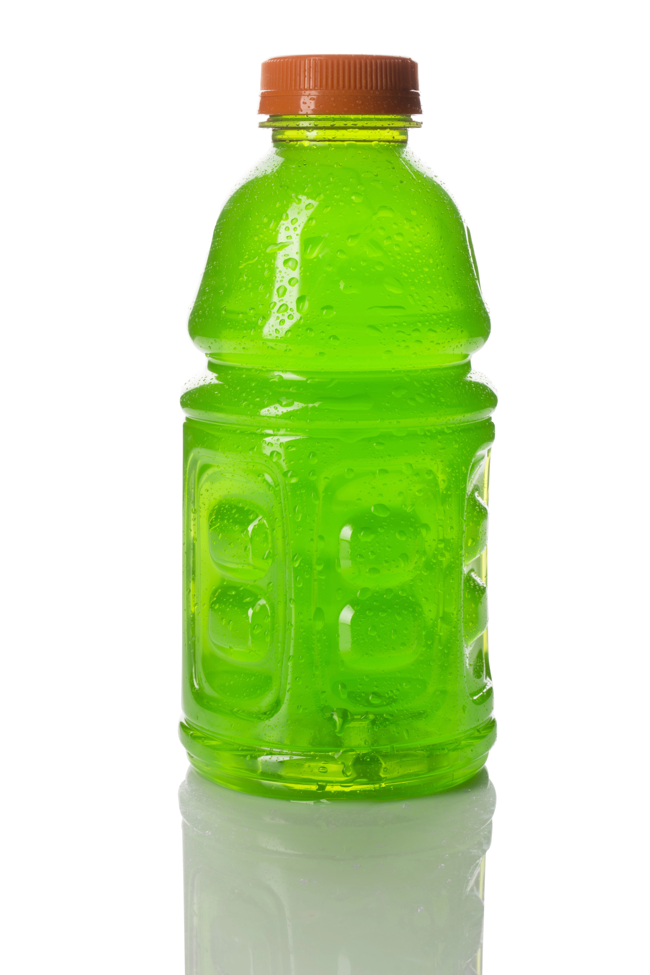 Green sports drink in plastic bottle