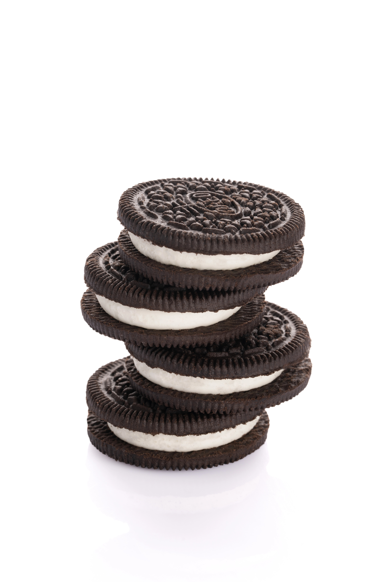Stack of Oreo biscuits with white cream filling