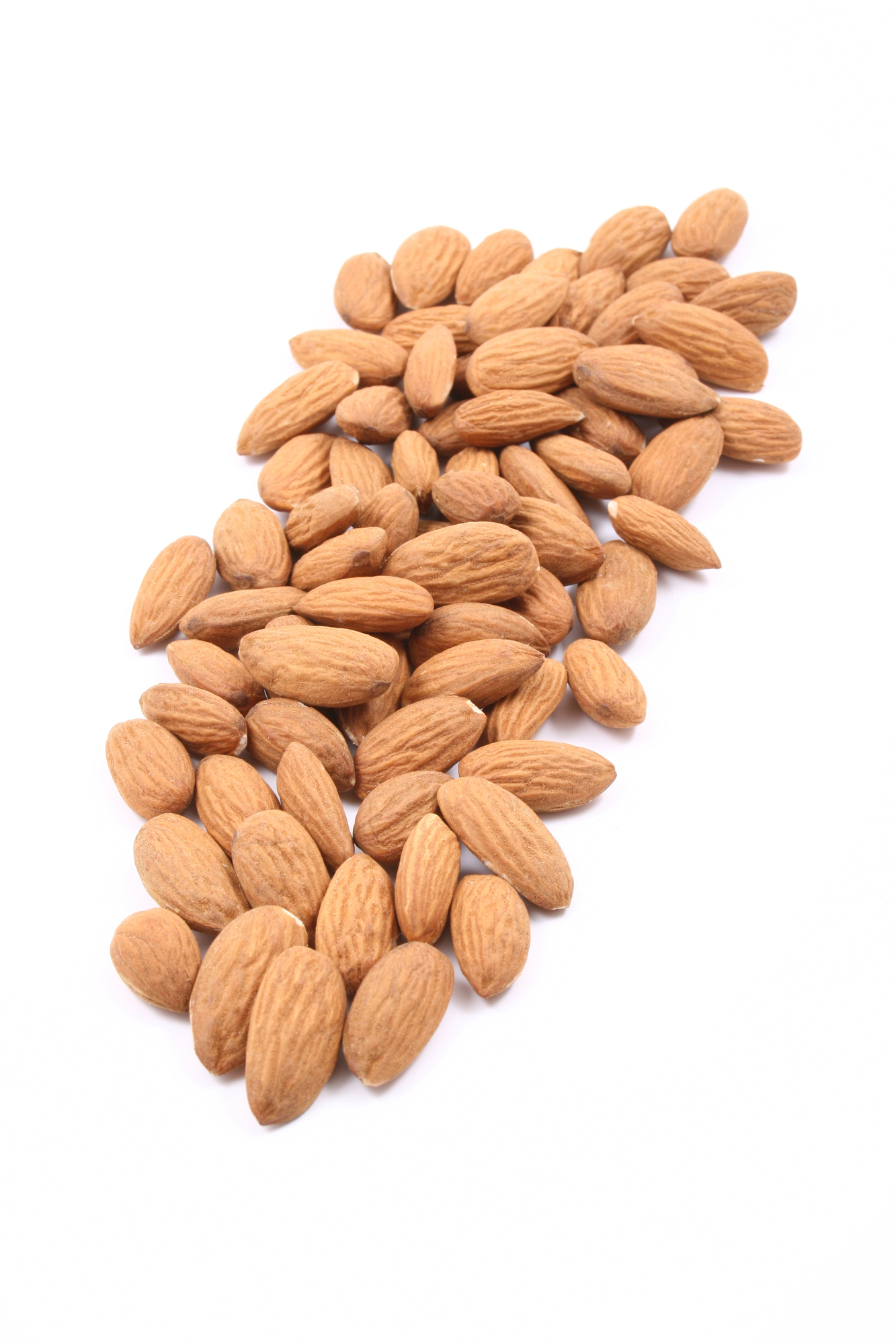 Heap of whole raw almonds