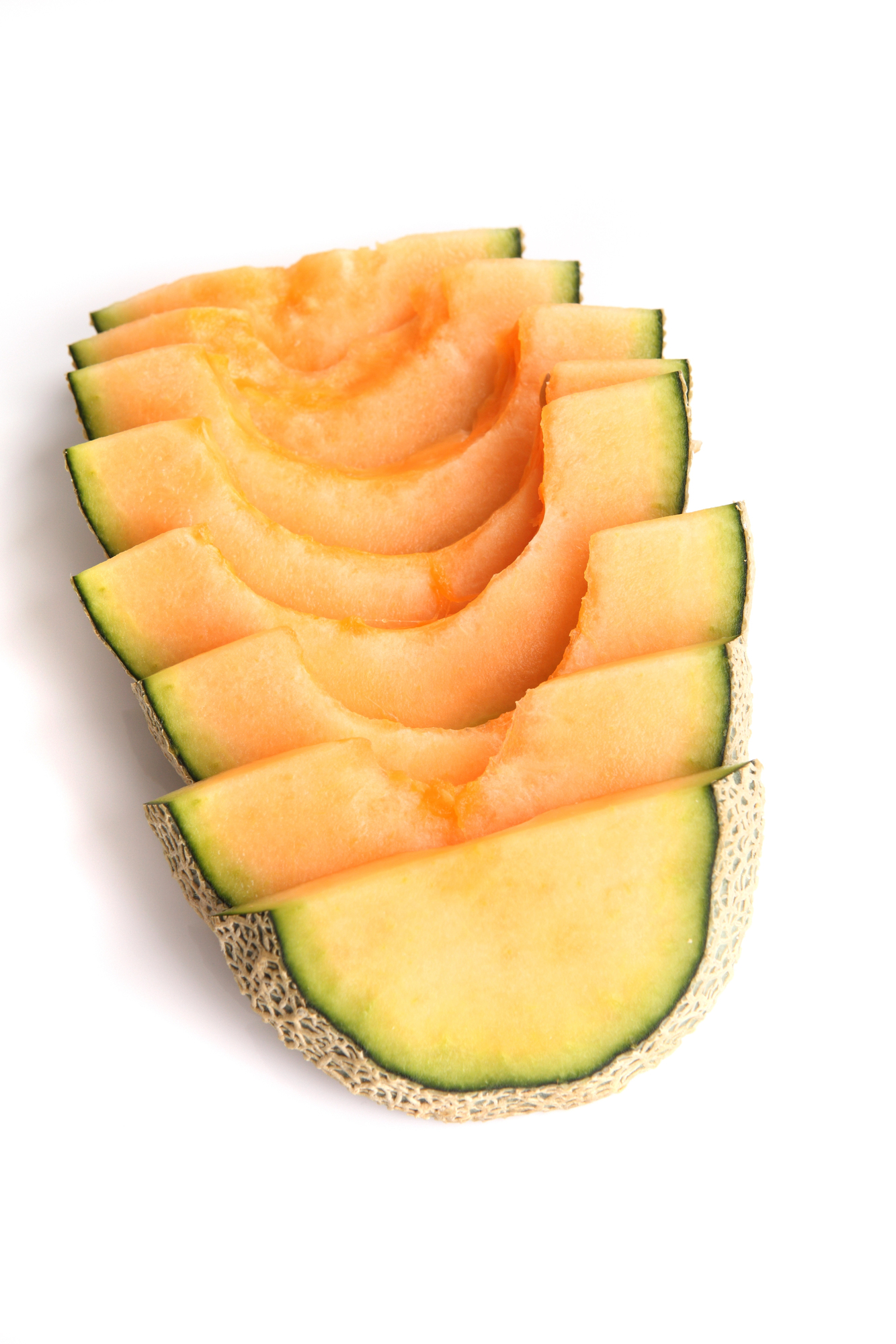 Cantaloupe melon halved and sliced