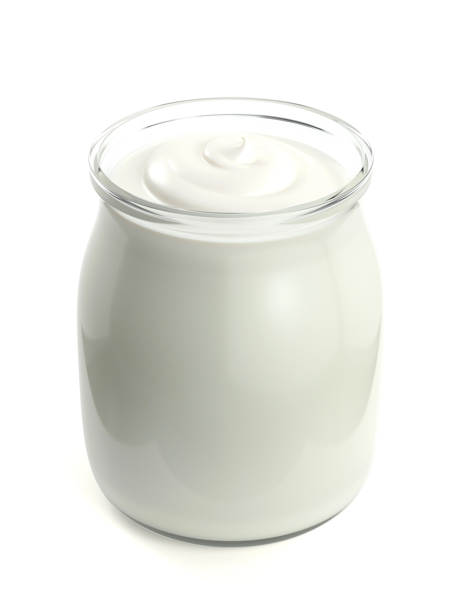 Yogurt in an open glass jar