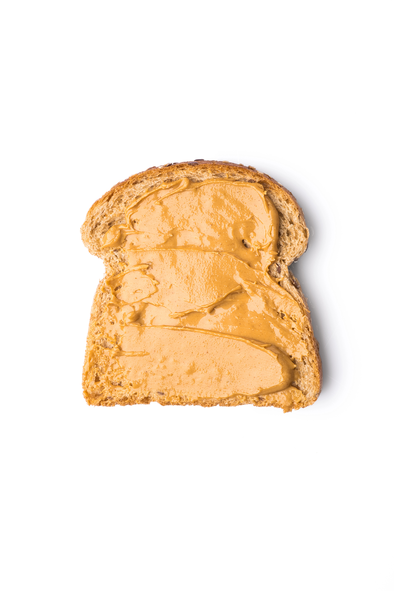 Slice of bread spread with peanut butter
