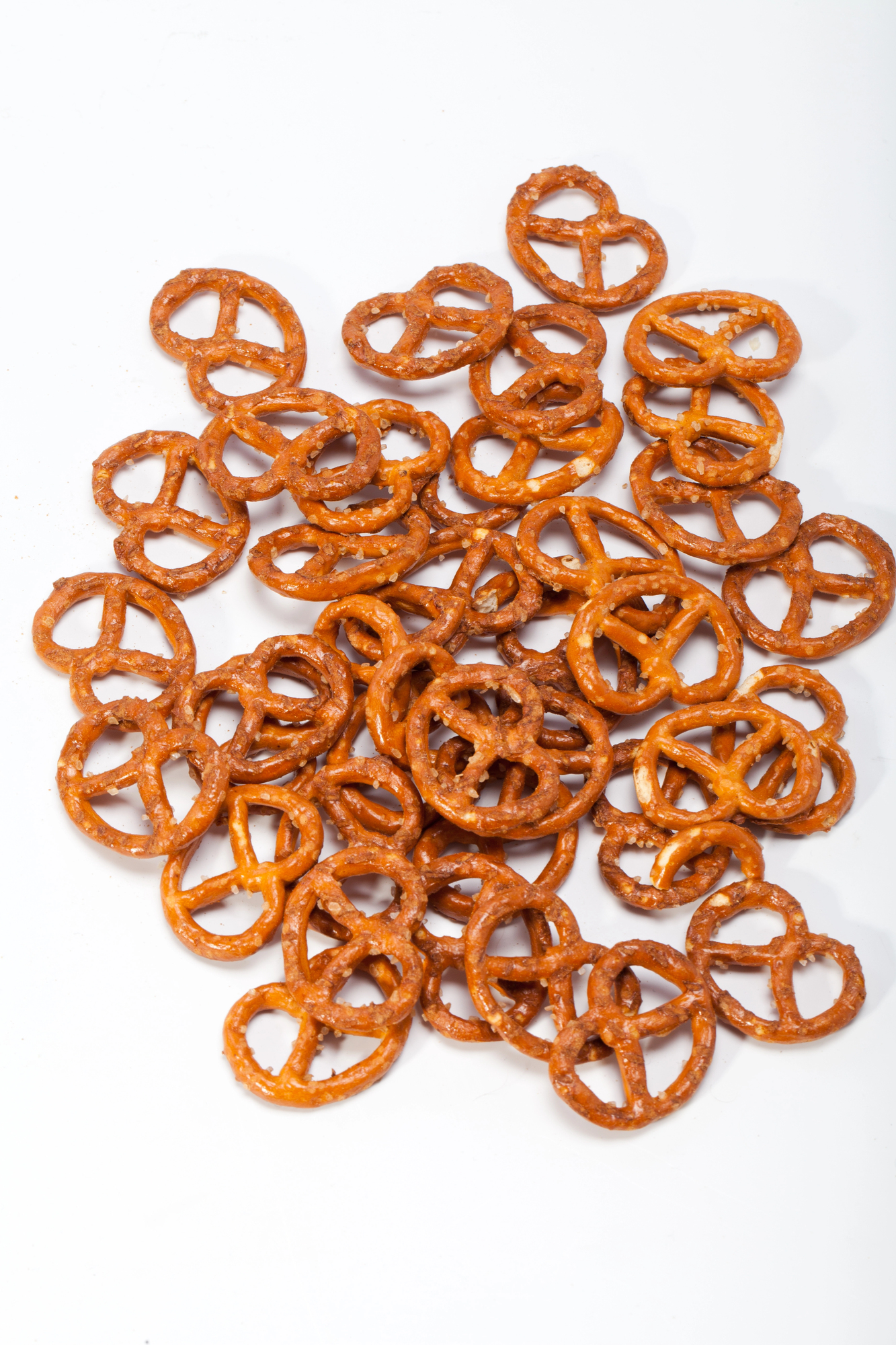 Pile of salted pretzels