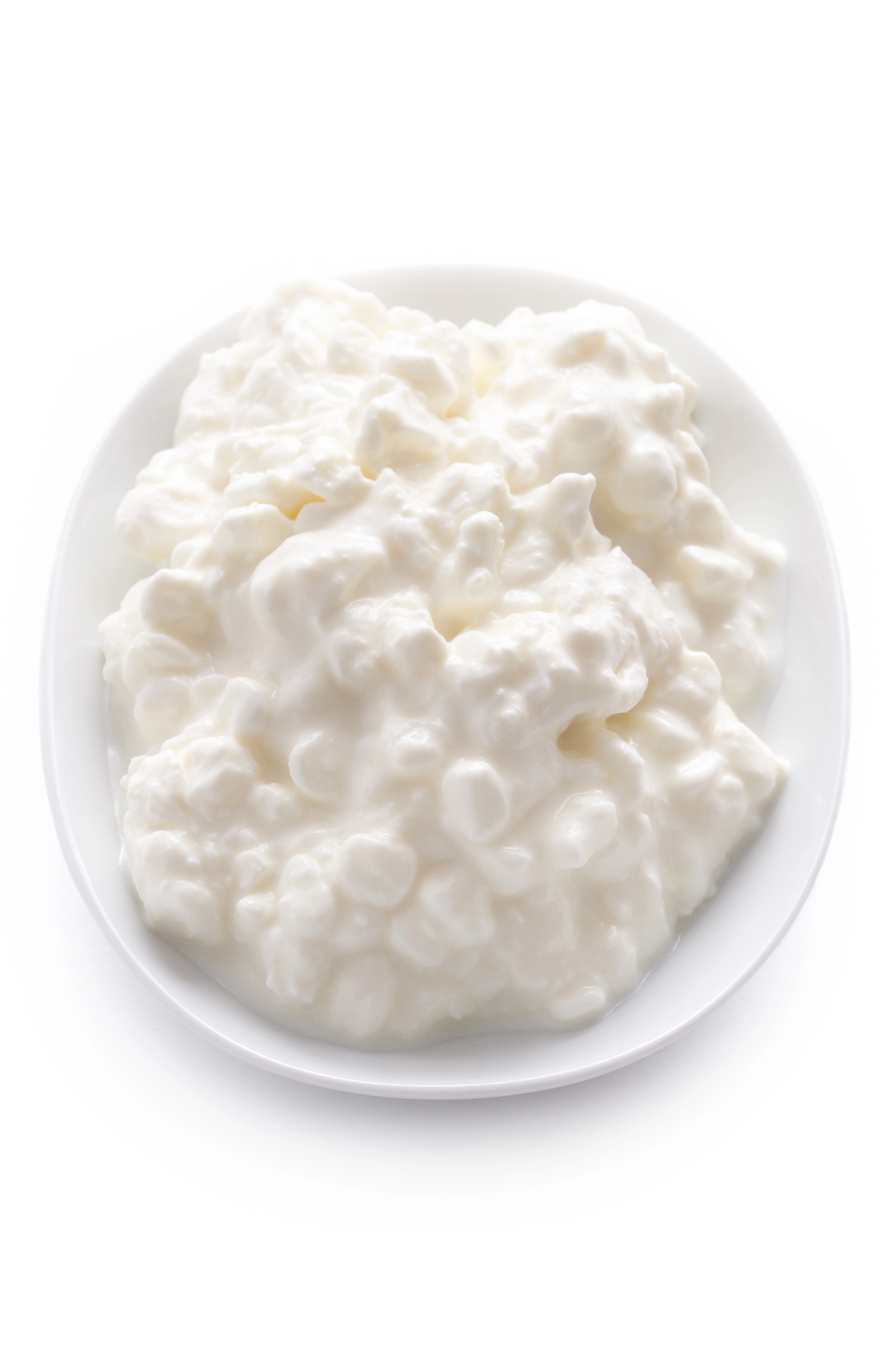Cottage cheese in white bowl