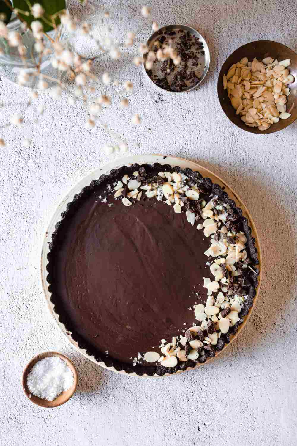 Dark Chocolate Tart with Almonds
