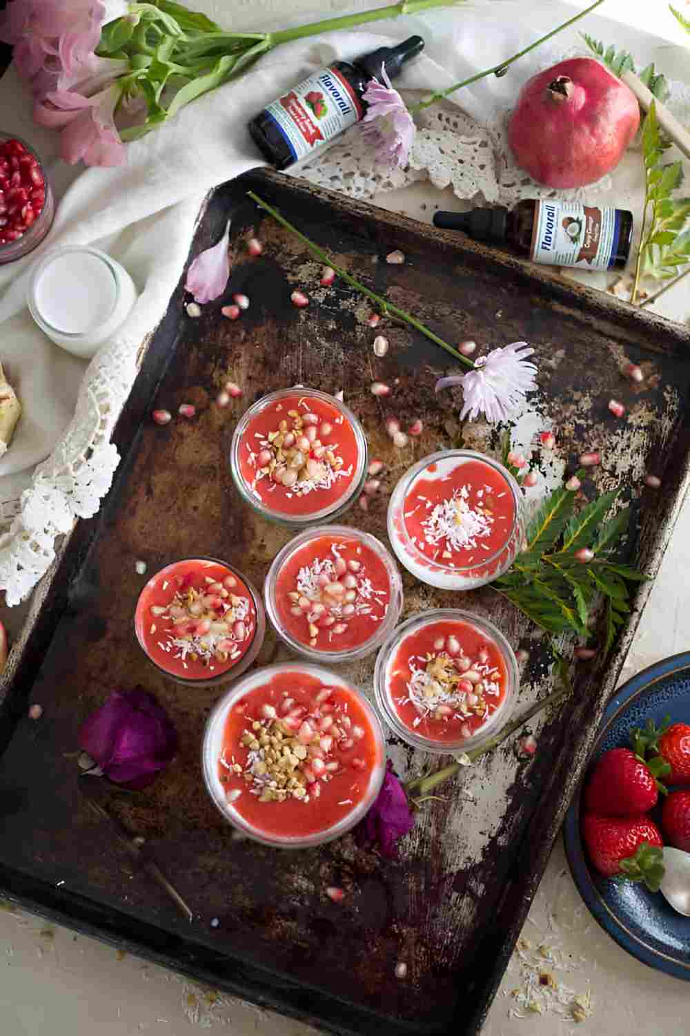 Vegan Malabi with Strawberry Rose Syrup