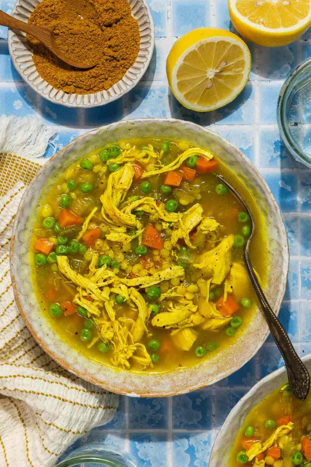 Curry Chicken Couscous Soup With Vegetables