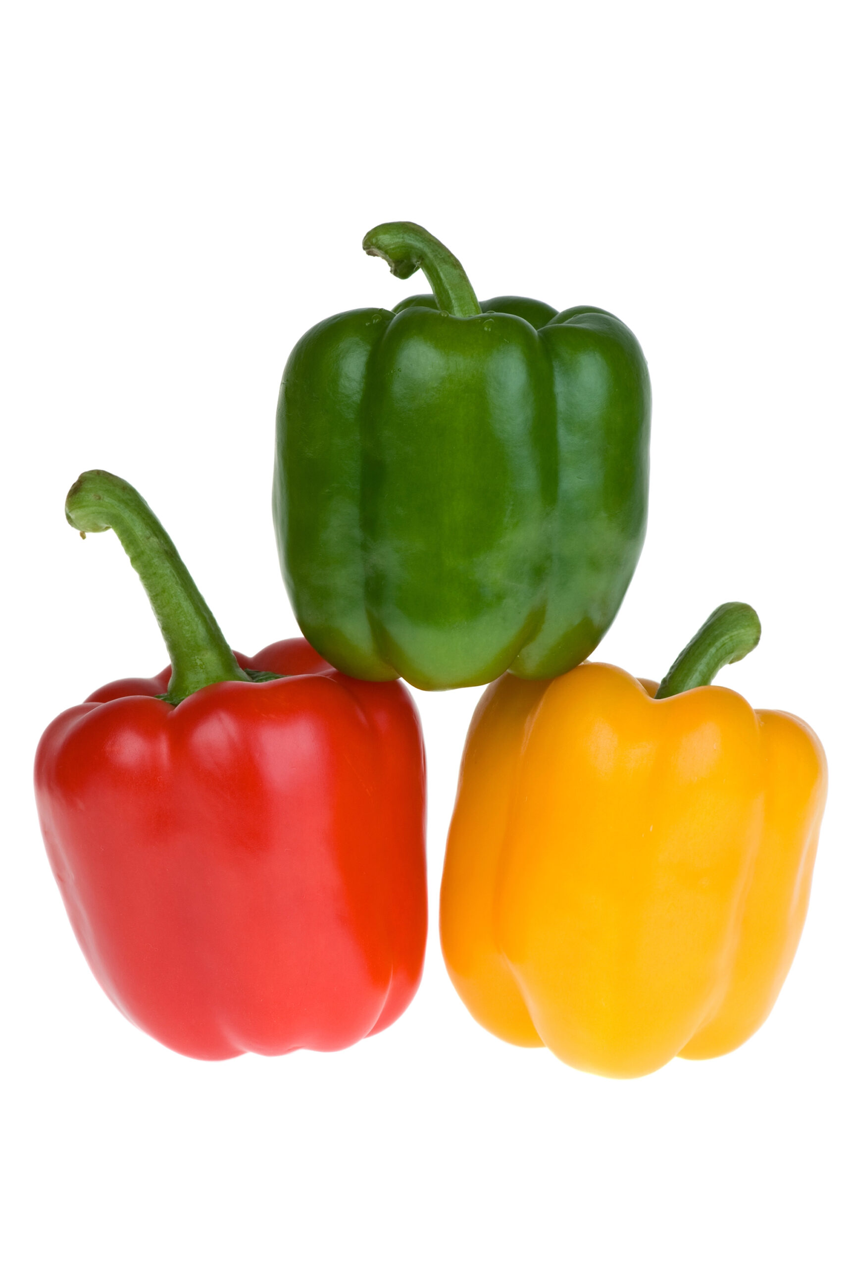 Red green and yellow bell peppers