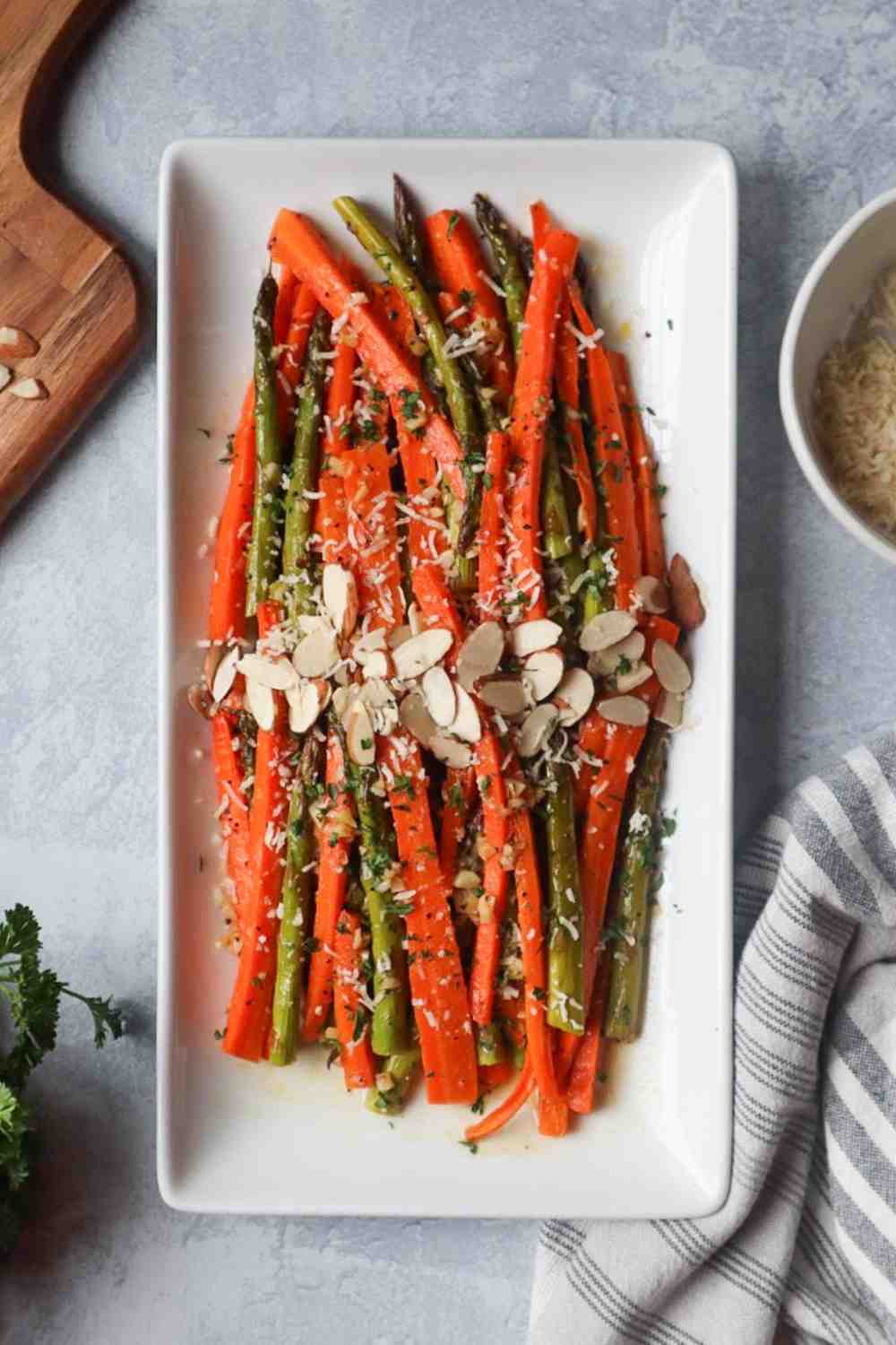 Roasted Carrots and Asparagus with Lemon Dressing